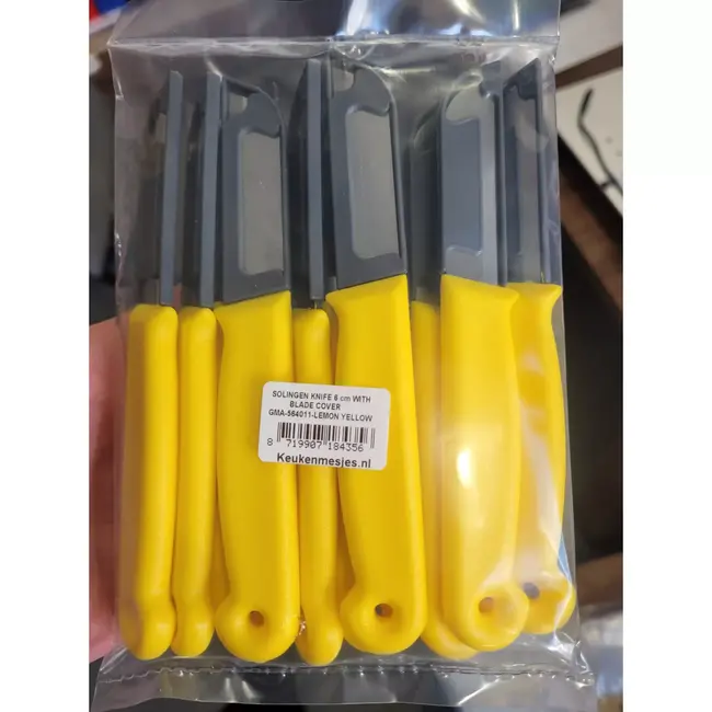 Solingen Schilmesje – RVS – Glad – 16 cm met Blade Cover – Citroen Geel – 10 stuks