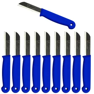 Solingen Schilmesje – RVS Glad – 16 cm met Blade Cover – Blauw – 10 Stuks