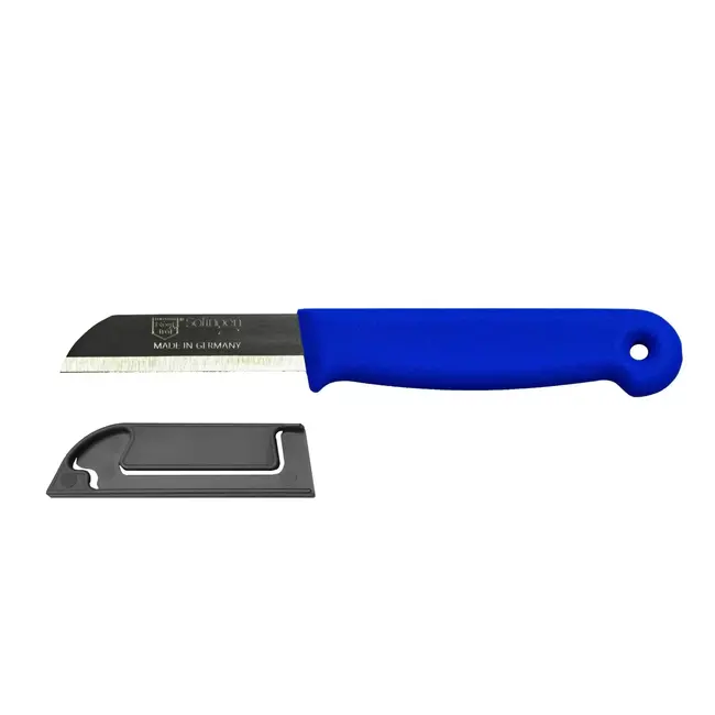 Solingen Schilmesje – RVS Glad – 16 cm met Blade Cover – Blauw – 10 Stuks