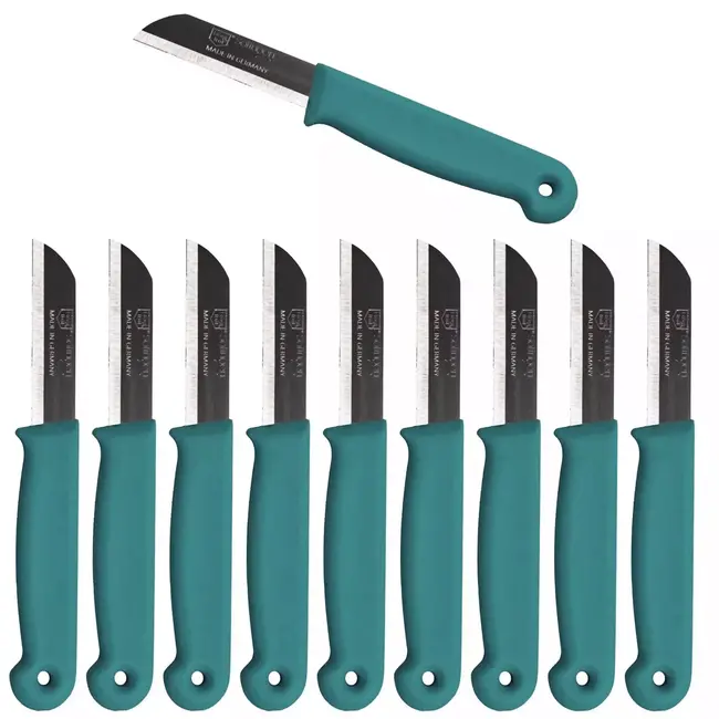 Solingen Schilmesje – RVS Glad – 16 cm met Blade Cover – Donker Groen – 10 Stuks