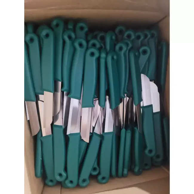 Solingen Schilmesje – RVS Glad – 16 cm met Blade Cover – Donker Groen – 10 Stuks