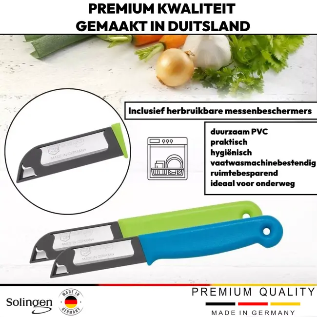 Solingen Schilmesje – RVS Glad – 16 cm met Blade Cover – Grijs