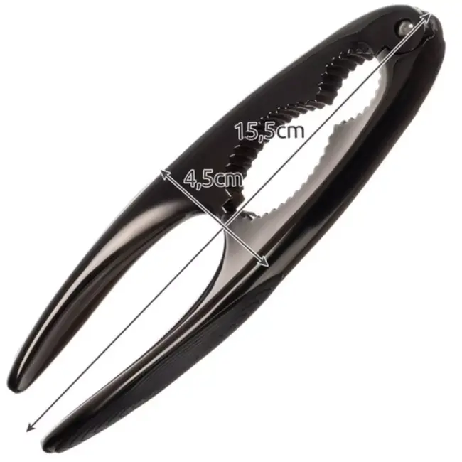 Ruhhy Stalen notenkraker – Softgrip handgrepen – Voor walnoten en hazelnoten – Zwart – 15,5 cm