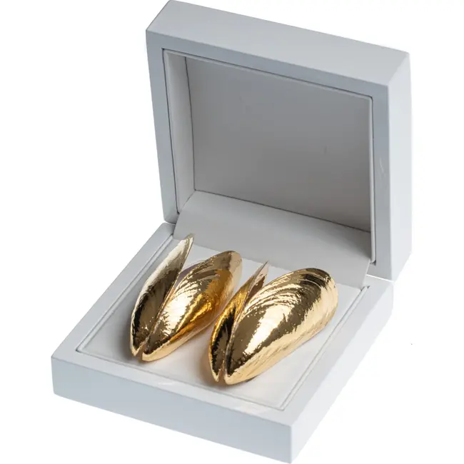 Anovi Zeeuws Mosselbestek in Verguld Goud – Luxe Tafelaccessoire – 2-Delig met Geschenkverpakking