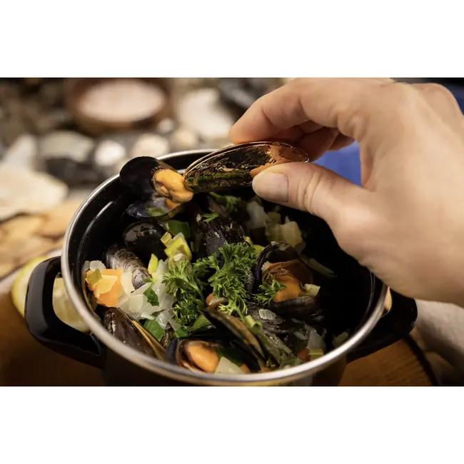 Anovi Zeeuws Mosselbestek in Verguld Goud – Luxe Tafelaccessoire – 2-Delig met Geschenkverpakking