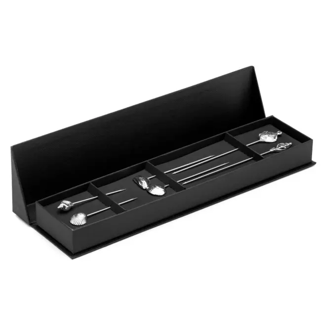 Anovi Zilvertinnen Schaal- en Schelpdierprikkers – Luxe Tapaservaring – 6-Delige Set