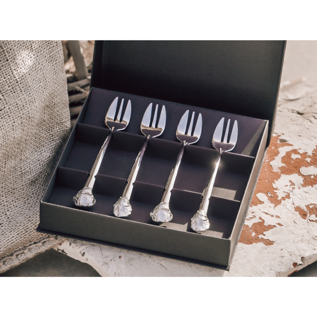 Anovi Luxe Oestervorkjes Set – Perfect voor Zeevruchten – 4 Stuks – Elegante Geschenkverpakking