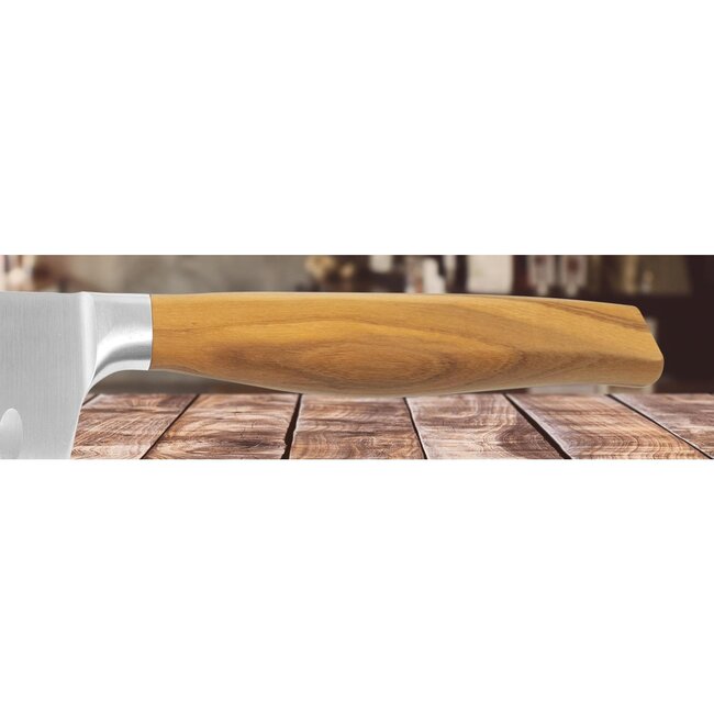 Eikaso Solingen Santokumes 16 cm – Gesmeed met Kullenschliff – Olijfhouten Handvat