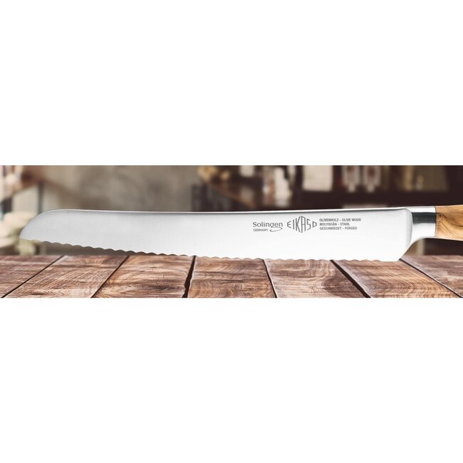 Eikaso Solingen Traditioneel Gesmeed Broodmes 22 cm – Olijfhouten Handvat