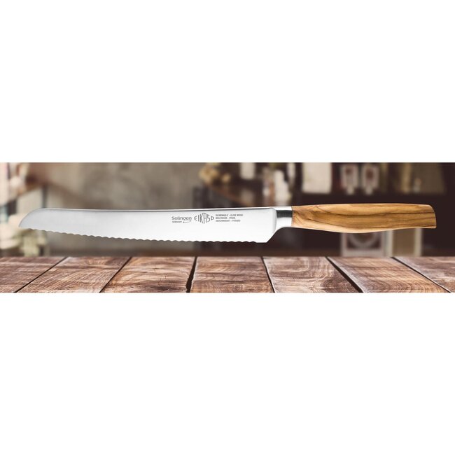 Eikaso Solingen Traditioneel Gesmeed Broodmes 22 cm – Olijfhouten Handvat