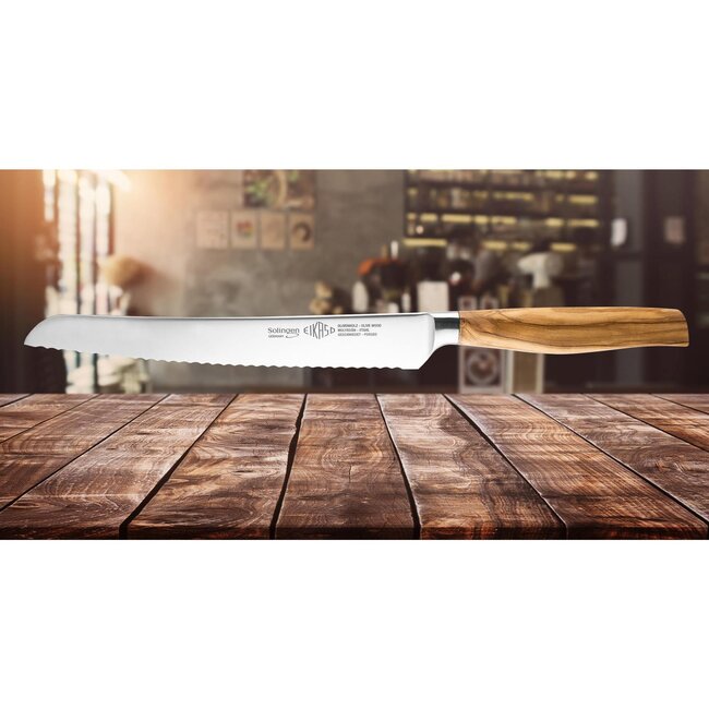 Eikaso Solingen Traditioneel Gesmeed Broodmes 22 cm – Olijfhouten Handvat