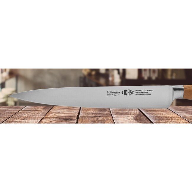Eikaso Solingen Gesmeed Vleesmes 21cm – Handgesmeed RVS – Olijfhouten Handvat