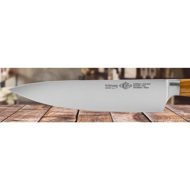 Eikaso Solingen Gesmeed Koksmes 18cm met Olijfhouten Handvat – Solingen Kwaliteit