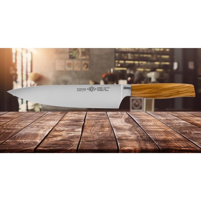 Eikaso Solingen Gesmeed Koksmes 18cm met Olijfhouten Handvat – Solingen Kwaliteit