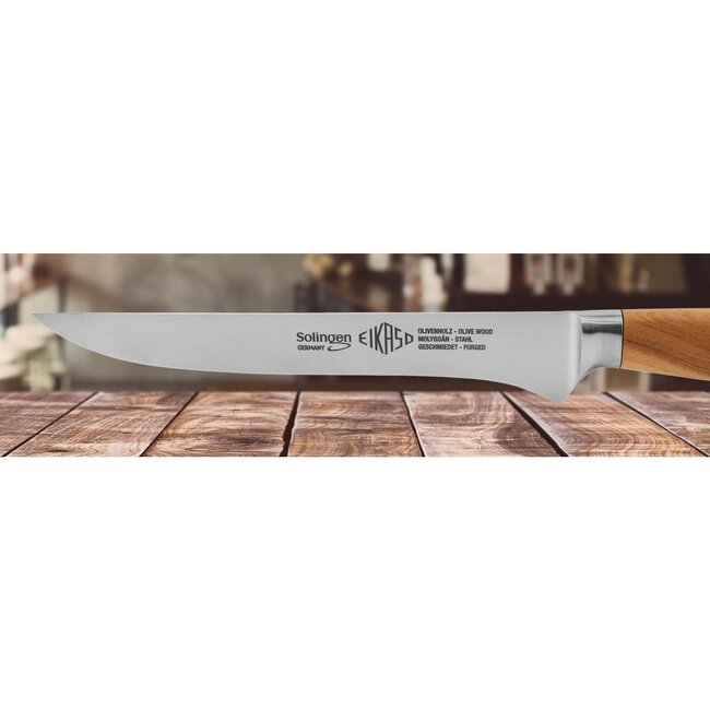 Eikaso Solingen Gesmeed Uitbeenmes 16cm – Olijfhouten Handvat – Precisie en Elegantie