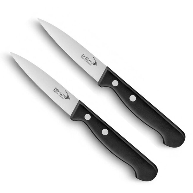 Déglon Schilmessen Set – Graniet Handvat – Roestvrijstalen Lemmet – 8 cm – Zwart – Set van 2