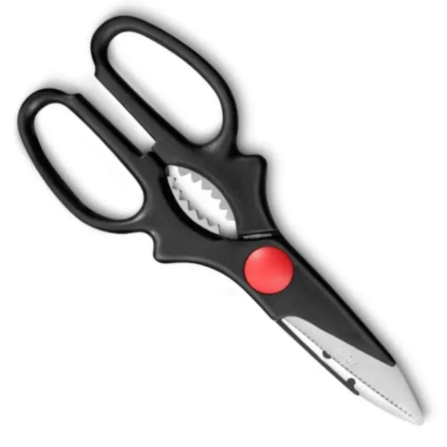 Déglon Multifunctionele keukenschaar – notenkraker – roestvrijstaal – zwart/rood – 20,5 cm