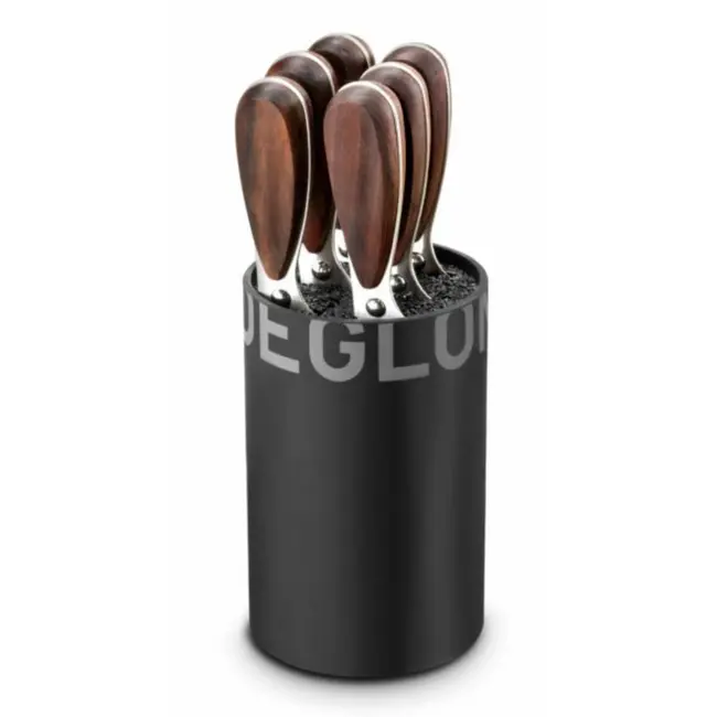 Déglon Steakmessenset – Innovatief Design – Ergonomisch Houten Handvat – Zwart Blok