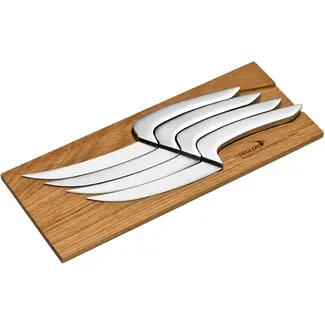 Déglon Steakmessenset – Innovatief Design – Eikenhouten Houder – 4-delig – Roestvrijstaal