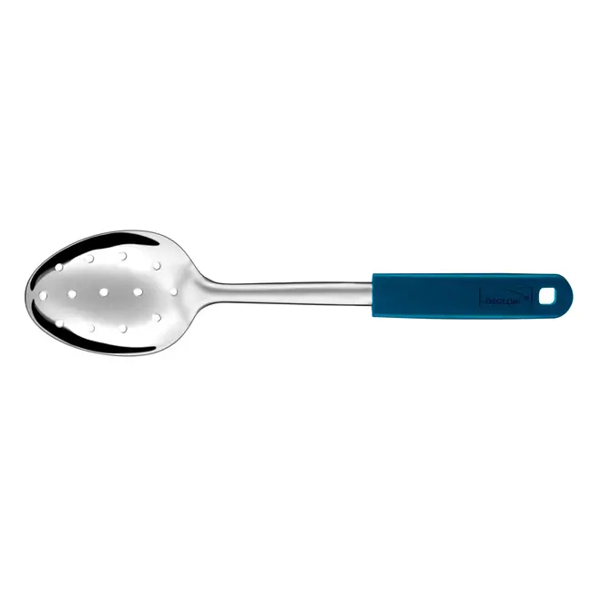 Déglon Geperforeerde serveerlepel – Roestvrijstaal – Ergonomisch blauw handvat – 30 cm