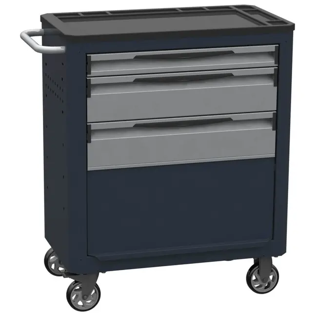 Déglon Stalen trolley met 3 laden – Veilig, georganiseerd en duurzaam – 80x45x95 cm – Zwart/grijs