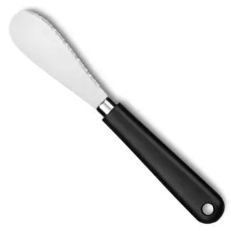 Déglon Boter smeermes – micro-gekarteld – roestvrij staal – 8 cm – zwart handvat
