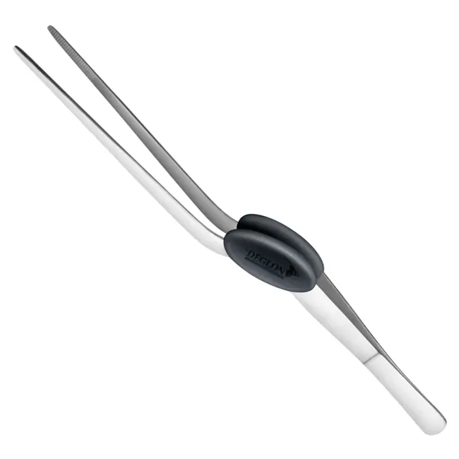 Déglon Gebogen precisiepincet – 22 cm – Comfort & precisie – Roestvrij staal – Zwarte kussentjes