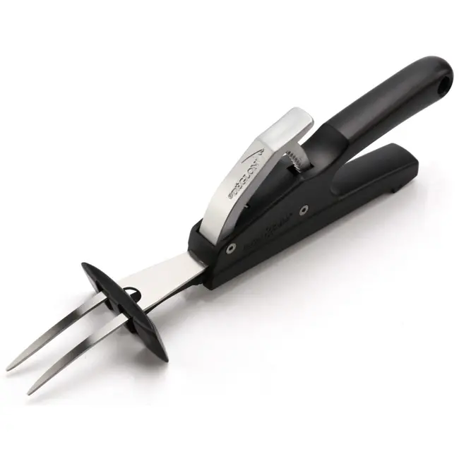 Déglon Gebogen serveervork – 2 tanden – push & pull systeem – roestvrij staal