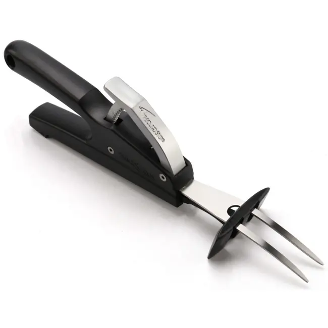 Déglon Gebogen serveervork – 2 tanden – push & pull systeem – roestvrij staal