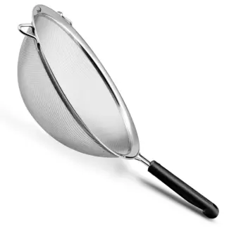 Déglon Keukenzeef Ø 25 cm – Stop'Glisse® – Ergonomisch zwart handvat – Duurzaam roestvrijstaal