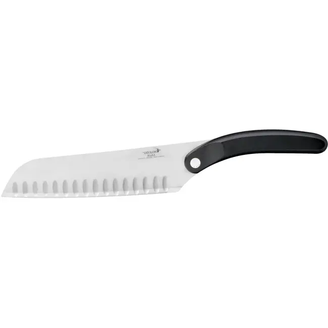 Déglon Santokumes – Breed Alvéolair Lemmet – Ergonomisch Houten Handvat – 18 cm – Zwart