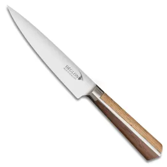 Déglon Utility mes – 15 cm – Eiken & walnoot handvat – Diamantvormige grip – Roestvrij staal