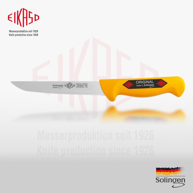 Eikaso Solingen Uitbeenmes 13 cm – Stijf Breed Lemmet – Professionele Snijprestaties – Geel Heft