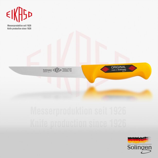 Eikaso Solingen Uitbeenmes 21 cm – Stijf Breed Lemmet – Ergonomisch Geel Handvat
