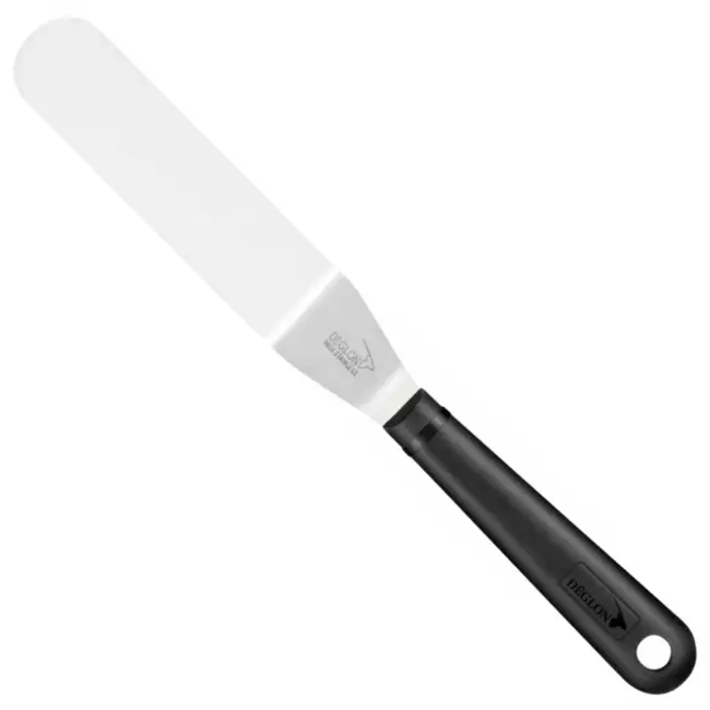 Déglon Gebogen spatel – ergonomisch ontwerp – roestvrijstaal – 18 cm – vaatwasmachinebestendig