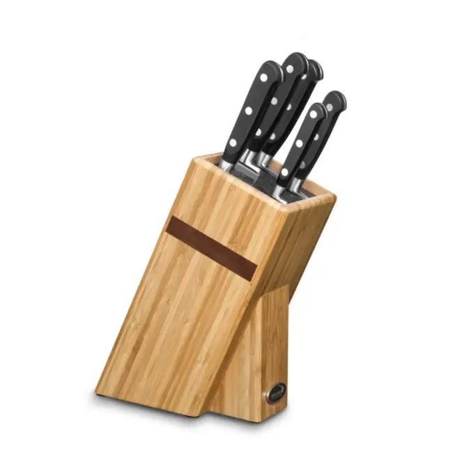 Déglon Messenblok 5-delig – Bamboe en walnoothout – Essentiële keukenmessen – Vaatwasmachinebestendig