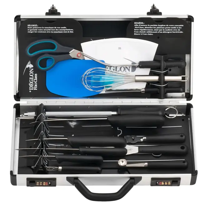 Déglon Middelgrote aluminium koffer – 18-delige set met plateaus – robuust en lichtgewicht – met cijfersloten