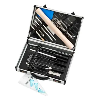 Déglon Grote aluminium patisseriekoffer – 23-delige set met plateaus – robuust en lichtgewicht – 47x34,5x11 cm