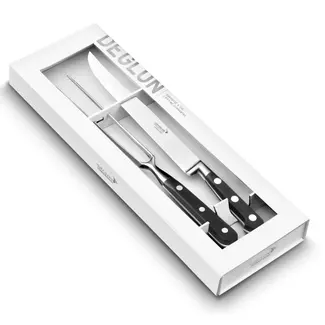 Déglon Cadeauset – Snijmes 22 cm & Vleesvork 17 cm – Duurzaam Roestvrij Staal – Zwart