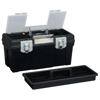 Déglon Ruime opbergkoffer – Veilig en georganiseerd – Uitneembaar plateau – Extra opbergvak – 50x25x23 cm – Zwart