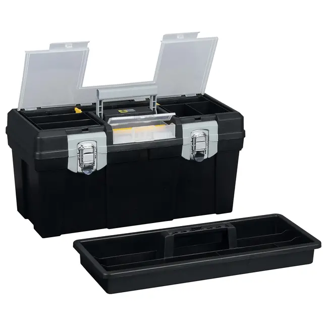 Déglon Ruime opbergkoffer – Veilig en georganiseerd – Uitneembaar plateau – Extra opbergvak – 50x25x23 cm – Zwart
