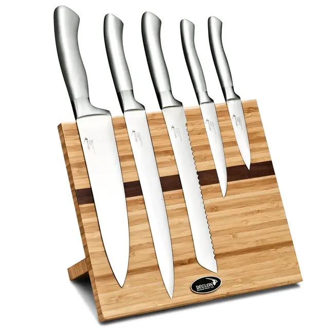 Déglon 5-delige messenset – Magnetisch bamboeblok – Walnootfineer – Stijlvol en duurzaam ontwerp