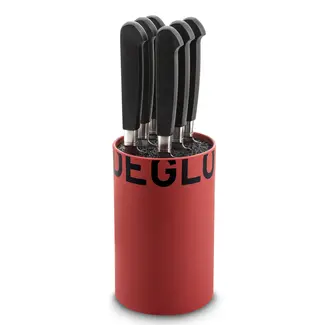 Déglon Rood messenblok met 6 steakmessen – gekarteld lemmet – modern design – vaatwasserbestendig Déglon Rood messenblok met 6 steakmessen – gekarteld lemmet – modern design – vaatwasserbestendig