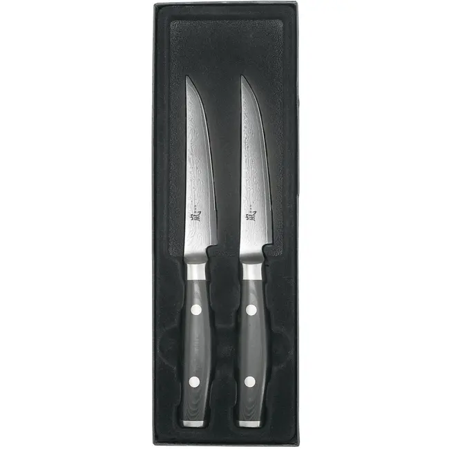 Yaxell Ran Steakmessenset – 2-delig – Giftset – 69 Lagen Damaststaal – VG10 Staal – 61 HRC – Canvas-Micarta Heft