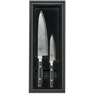 Yaxell Ran Messenset – Giftset – 2-delig – Koksmes 20 cm & Universeelmes 12 cm – 69 Lagen Damaststaal – VG10 Staal – 61 HRC – Canvas-Micarta Heft Yaxell Ran Messenset – Giftset – 2-delig – Koksmes 20 cm & Universeelmes 12 cm – 69 Lagen Damaststaal – VG10 Staal – 61 HRC – Canvas-Micarta Heft