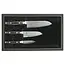 Yaxell Ran Messenset – Giftset – 3-delig – Santoku Mes 16,5 cm, Santoku Mes 12,5 cm en Schilmes 8 cm - 69 Lagen Damaststaal – VG10 Staal – 61 HRC – Canvas-Micarta Heft