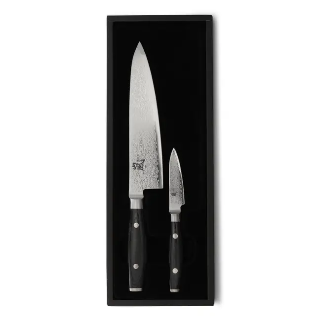 Yaxell Ran Messenset – Giftset – 2-delig – Koksmes 20 cm & Schilmes 8 cm – 69 Lagen Damaststaal – VG10 Staal – 61 HRC – Canvas-Micarta Heft
