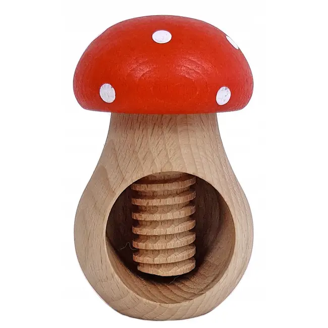 Glowel Houten Notenkraker: Ecologisch & Duurzaam Noten Kraken in Stijl - Rood met Witte Stippen
