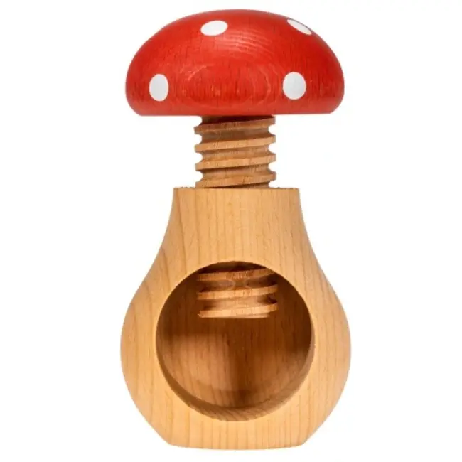 Glowel Houten Notenkraker: Ecologisch & Duurzaam Noten Kraken in Stijl - Rood met Witte Stippen