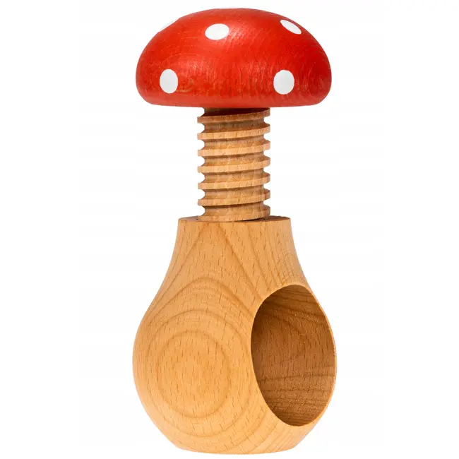 Glowel Houten Notenkraker: Ecologisch & Duurzaam Noten Kraken in Stijl - Rood met Witte Stippen